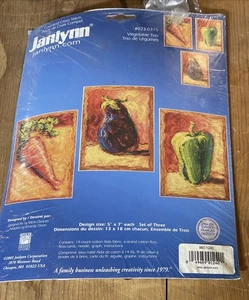 Janlynn Counted Cross Stitch Kit Vegetable Trio Carrot Eggplant Pepper NOS Open - Picture 1 of 10