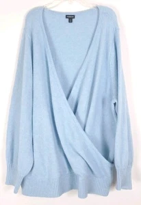 Torrid Vegan Cashmere Pullover Surplice Sweater 3X Light Blue Faux Wrap V-Neck  - Picture 1 of 11