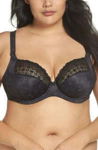 Elomi 4340 Kim Underwire Plunge Bra Sz 42DDD Black - Picture 1 of 2