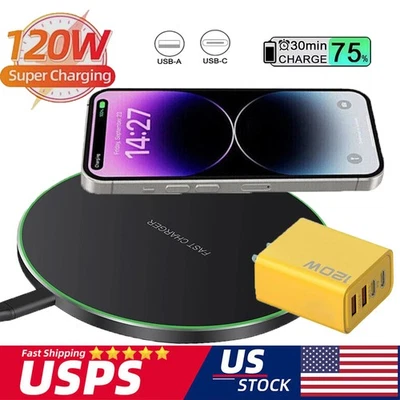 120W wireless fast charger charging pad base, suitable for iPhone Android device - Image 1 of 4