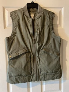 Duluth Trading Co Vest Mens L Green Lined Workwear Outdoor Utility Pockets - Picture 1 of 6