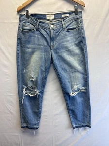Frame Le Garçon Crop Jeans Distressed Whiskered Denim ausgefranster Saum Damen 28 - Bild 1 von 7
