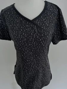 Cherokee Infinity Women’s Scrub Top Size Small Gray With White Design - Picture 1 of 4