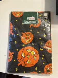 NOS 1995 Vinyl Halloween Tablecloth OBLONG 52” X70” Jack O Lantern - Picture 1 of 4