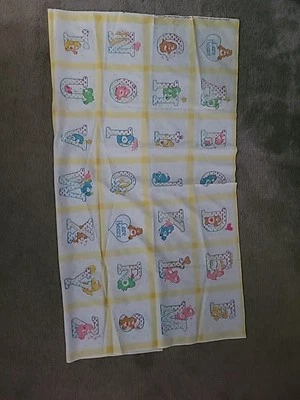 Vtg 1983 CARE BEARS Alphabet Springs American Greeting 6706 Cheater Quilt Fabric - Image 1 of 4