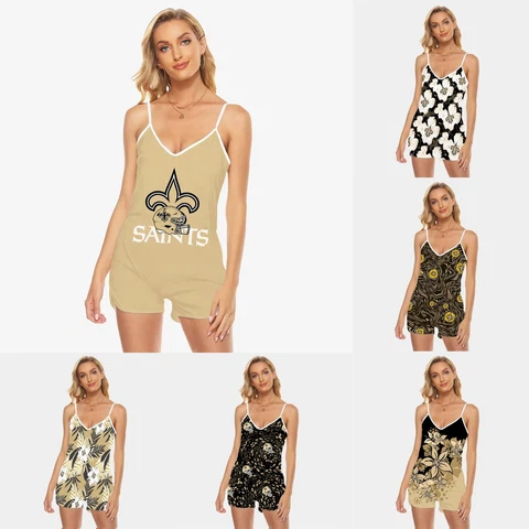 New Orleans Saints One Piece V-Neck Swimsuit Swim Tank Tops Rompers Jumpsuit Cover