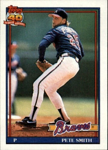 1991 Topps  #383 Pete Smith  Pitcher  Atlanta BRAVES  FREE shipping - Image 1 of 1