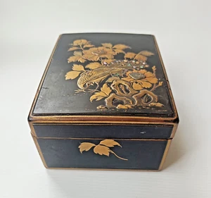 Antigua caja japonesa de madera lacada antigüedades asiáticas - Imagen 1 de 6