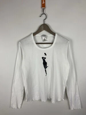 Blusa Sonia Rykiel Para Mujer Blanca Manga Larga Gráfica Camiseta "Dama" Talla XL Foto 1 de 4