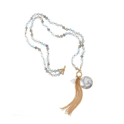 COLLAR "DREAMER" Park Lane con Oro, Gris + Colgante HOWLITE - Original $197 BONITO Foto 1 de 2