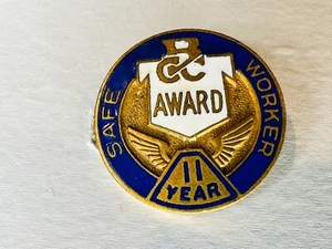 Vintage Art Deco RGC RCC Safe Worker Award 11 years Service Lapel Pin Badge - Picture 1 of 3