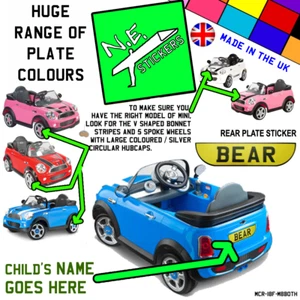 BACK (+front?) kids number plate for ROLLPLAY Electric 6v MINI Cooper S car toy - Picture 1 of 6