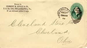BIDDLE & CO, PHILADELPHIA, PA  TO CLEVELAND STONE CO  1888   FDC8901 - Picture 1 of 2