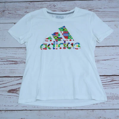 Футболка Adidas Love Unites 3 полоски многоцветный логотип белая размер средний - Изображение 1 из 4