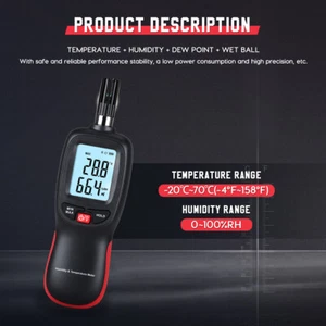 Thermometer Hygrometer Humidity Dew Point Wet Bulb Meter -20-70C -4-158F 4in1 - Picture 1 of 5