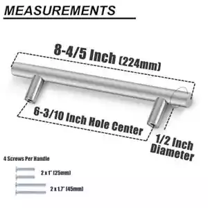 Cabinet Handle Pull Stainless Steel Modern Slim Style 8 3/4 inch length. - Picture 1 of 1