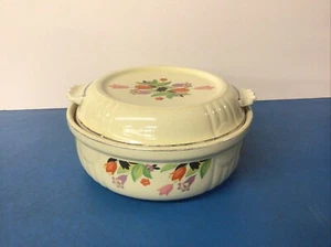 Vintage Hall’s Superior Quality Crocus Casserole Dish w Lid Covered Floral Tulip - Picture 1 of 8
