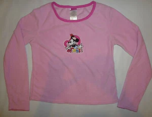 Minnie Mouse Girls Disney Fleece Pajama Top Size XL Pink Heart Long Sleeve Shirt - Picture 1 of 3