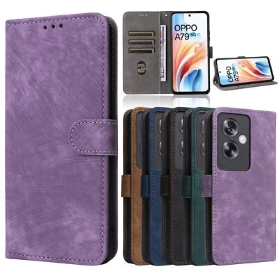 NEW HOT For OPPO A79 5G Case Retro Leather Wallet Stand Card Slot Phone Cover - Image 1 of 4