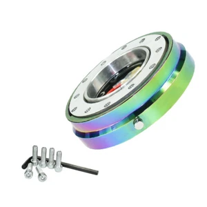 Universal 1" NeoChrome 6-Hole Steering Wheel Short Quick Release Hub Adapter Kit - Picture 1 of 6