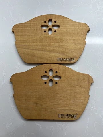 Longaberger Set of 2 Woodcrafts Bread Cracker Basket Wood Dividers Brown Cover