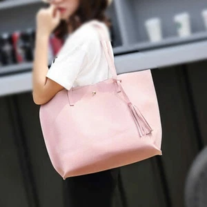 Damen Schultertaschen große Kapazität Quasten Einkaufstaschen Tragetaschen Handtaschen - Bild 1 von 18