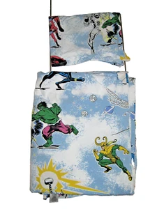 Pottery Barn Kids *The Avengers Heroes* Twin Duvet Cover & Sham Organic Cotton - Picture 1 of 9