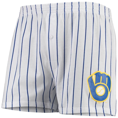 Men's Concepts Sport White Milwaukee Brewers Vigor Boxer Shorts Cover