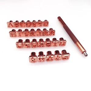 Leather craft 9mm hollow font Alphabet Stamp Punch Tool with handle Letters/set - Picture 1 of 10