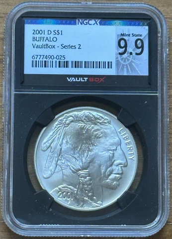 2001 D $1 AMERICAN SILVER BUFFALO  COMMEMORATIVE DOLLAR $1 NGC MS9.9/MS69 Cover