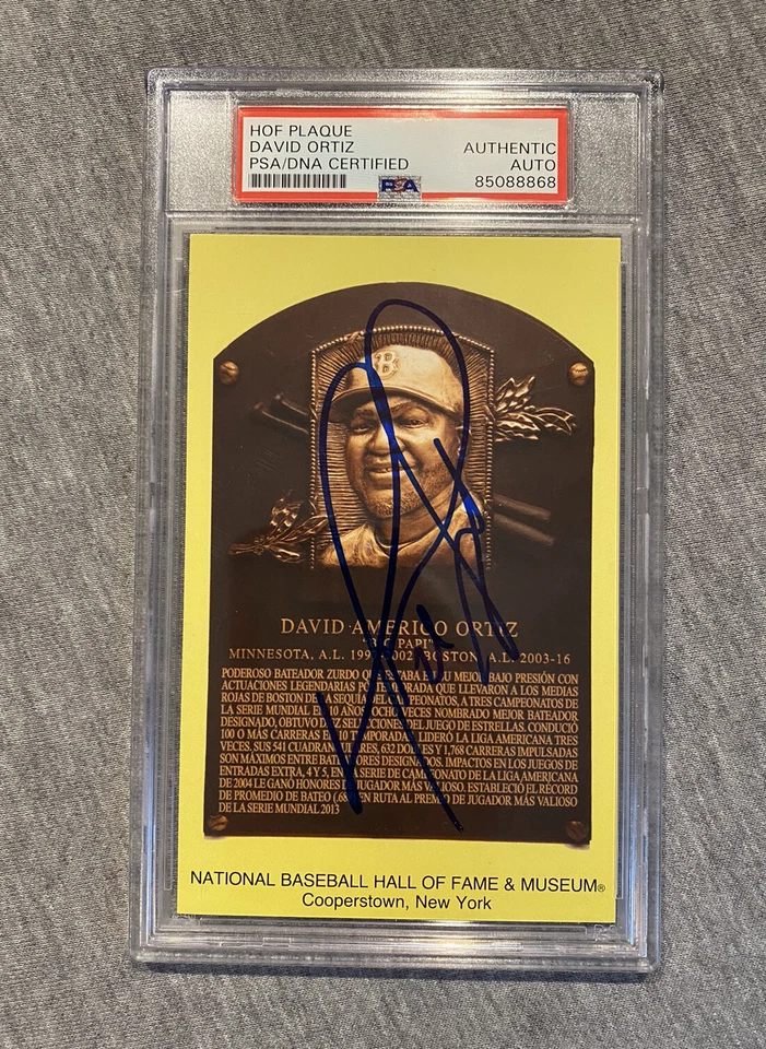 BOSTON RED SOX- DAVID ORTIZ AUTOGRAPH HALL OF FAME PLAQUE CARD PSA SLAB 868 - Image 1 of 1