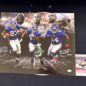 Brandon Jacobs, Ahmad Bradshaw & Derrick Ward  Signed New York Giants 16x20 JSA