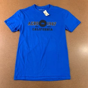 Aeropostale Mens XS Blue Short Sleeve California Graphic Crew Neck T-Shirt NWT - Picture 1 of 10
