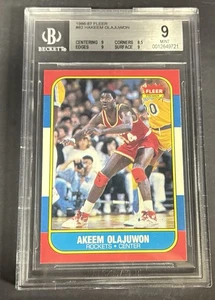 1986 Fleer Hakeem Akeem Olajuwon # 82 BGS 9 - Picture 1 of 2