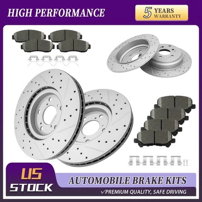 Front Rear Drilled Rotors Brake Pads For 2011 2012 2013 2014 Honda Odyssey - Image 1 of 4