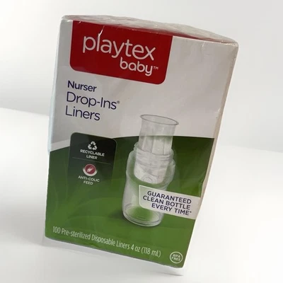 100 forros desechables preesterilizados para biberones Playtex Baby Nurser Drop Ins 4 oz Foto 1 de 4