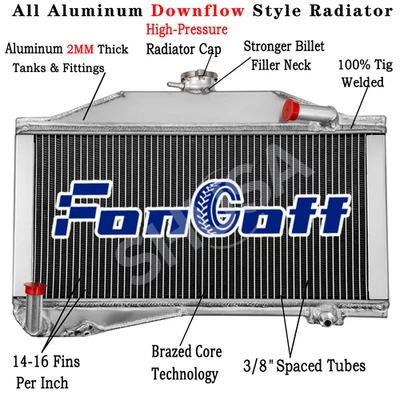 2Row Aluminum Radiator For Morris Minor 1000 948 1098 Models Manual 1955-1971,56 - Imagem 1 de 4