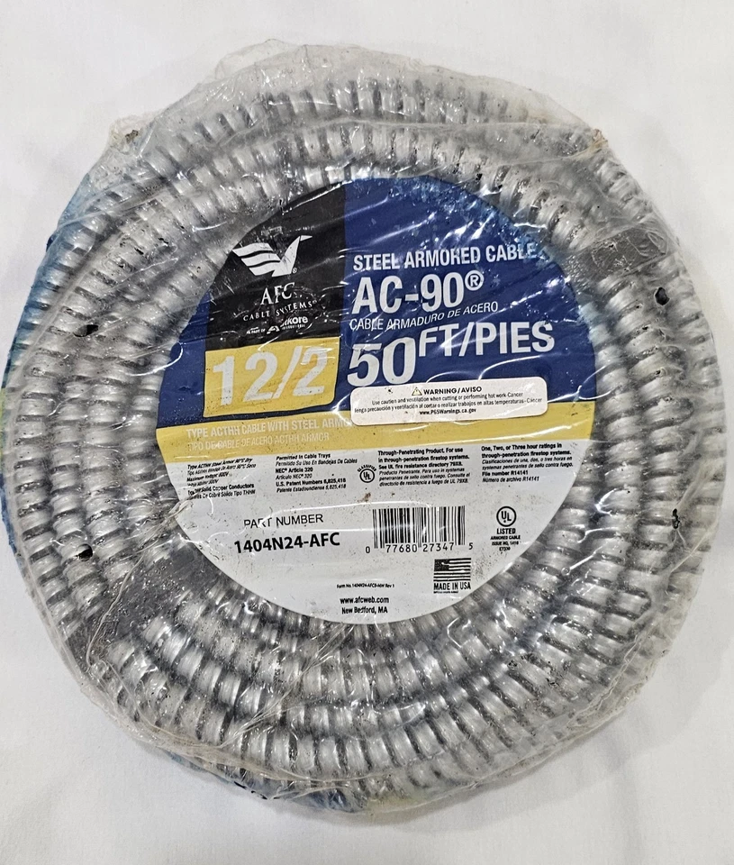 Atkore Solid AC-90   12/2 x 50 ft.  Steel Armored Cable - Image 1 of 3
