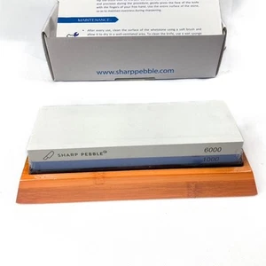 Pebble Sharpening Whetstone with bamboo base double sided new in box from Sharp - Picture 1 of 6