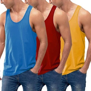 Men's 3 Pack Tank Tops Cotton Performance Sleeveless Casual Classic T Shirts ... - Picture 1 of 7