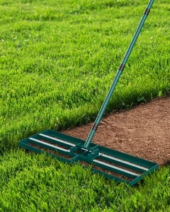 Lawn Leveling Rake, 30x10 Inch Lawn Leveler Tool with 78'' Adjustable Steel H... - Picture 1 of 6