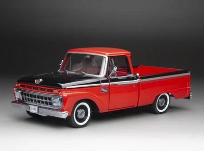 Sun Star 1304 1/18 1965 F-100 Custom Cab Pickup Rangoon Red / Nero - Immagine 1 di 4