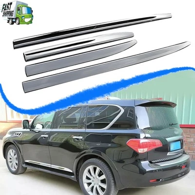 Placa de moldura de umbral lateral de puerta cromada 4 piezas para Infiniti QX80 2011-2024 Foto 1 de 4