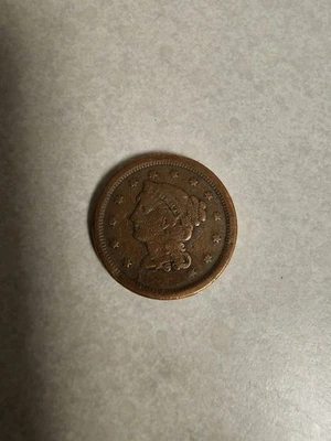 1851 1c cabelo trançado centavo grande ANACS EF45 XF45 caixa de sabão laje suporte antigo - Imagem 1 de 3