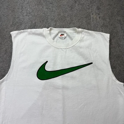 Nike Soccer Tank Top Men L White Vintage 90's USA Crew Neck Sleeveless Cotton - Image 1 of 4