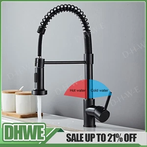 Matt Black Monobloc Kitchen Sink Mixer Tap with Pull Out Hose Spray Single Lever - Picture 1 of 18