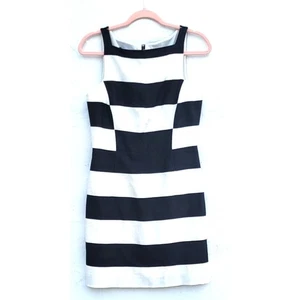 Judith & Charles Womens Dress 8 Black White Striped Linen Cotton Sleeveless  - Picture 1 of 7