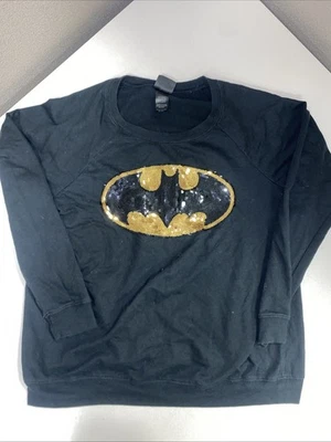 Batman Sudadera Lentejuelas Talla XL Mangas Largas Ligera Negro Logo Mujer Foto 1 de 3