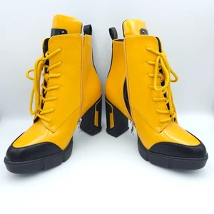 Atalina Yellow Chunky Heel Platform Boots Women’s Size 8 Cosplay - Picture 1 of 13