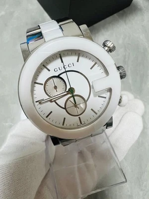 古驰 101m G-chrono 手表陶瓷表圈瑞士石英计时码表男士腕表 — 第 1/4 张图片